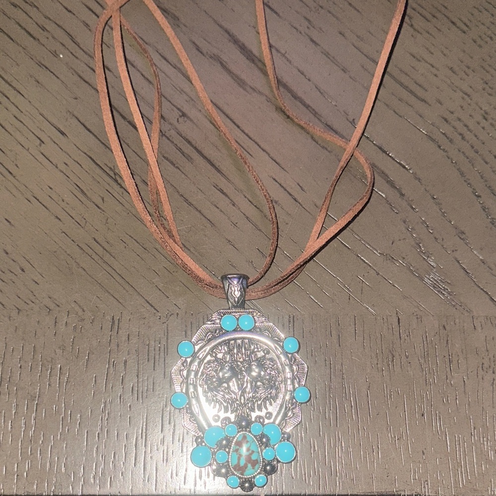 Silver and Turquoise Pendant Necklace